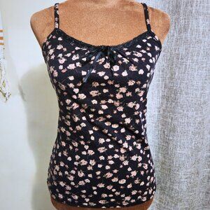 MK Klein+ Japanese Brand Black Rose Print Camisole | Whimsigoth | Size S/M